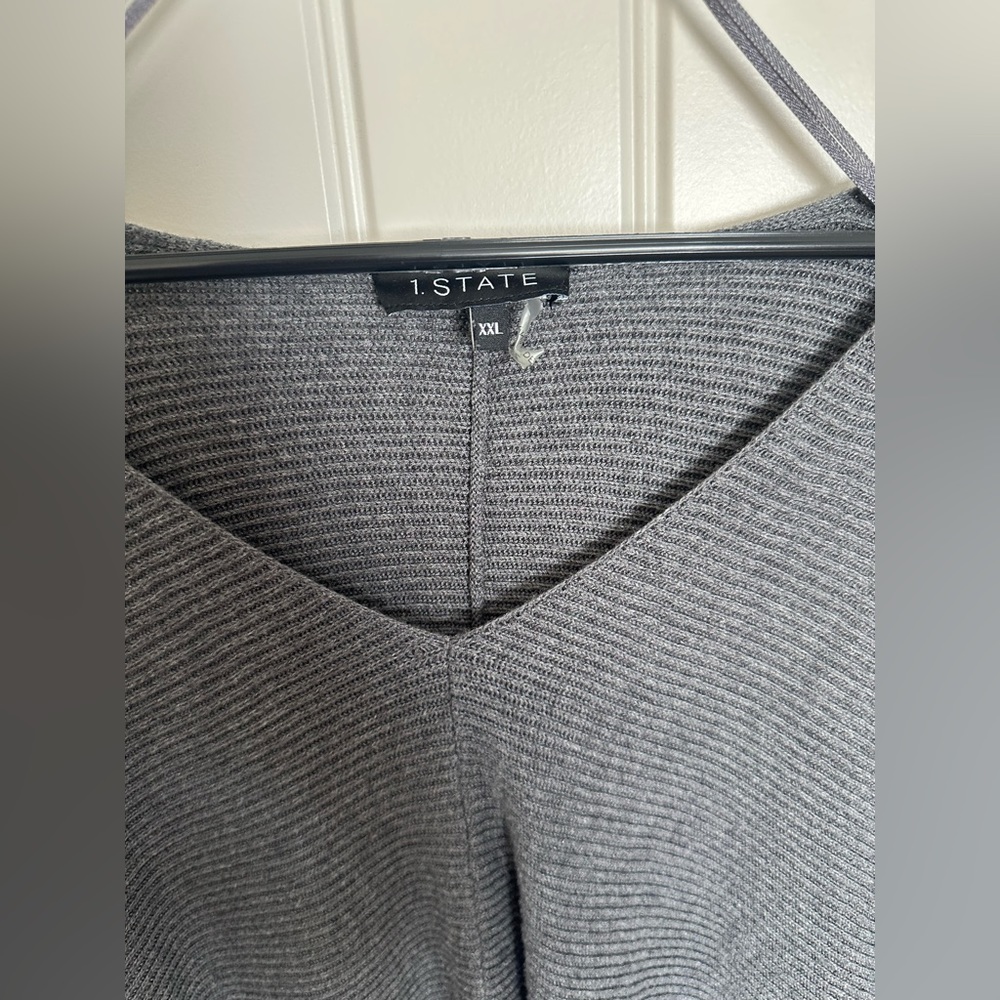 1. State Gray Ribbed Sweater - Picture 4 of 5